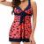 YALFJV Tankini Bathing Suits for Women Color Block Printed Tummy Control Swimsuits with Boy Shorts Two Piece Modest Swimwear