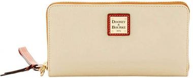 Dooney Bourke Pebble Leather Large Zip Around Wristlet Bone Wristlet Handbags