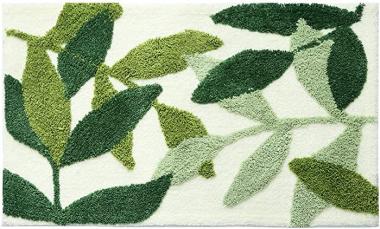 ZenHomes Green Leaves Microfiber Strong Water Absorption Bath Mat with Non Slip Back Inside Entryway Door Mat for Bathroom Floor Indoor Doormat 17.7 X 25.6 in