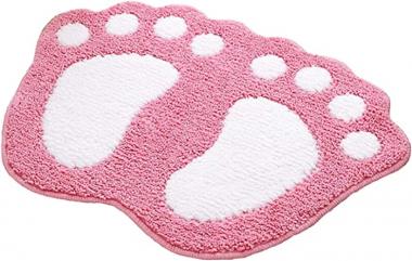 Bathroom Rugs Mats Water Absorbent Non-Slip Mat Perfect for Bathroom, Shower, Room, Laundry Room. Soft Microfiber Bath Toilet Mat Machine Washable Bath Mat, 16" x 24" Big Feet Bathroom Mat (Pink)