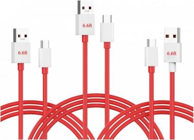 Warp Charge Charging Cable USB C, 6.6ft Replacement Charger for Oneplus Nord N20 N10 N100 10 Pro 9R 9 8T 10T 8 7T 7 Dash Fast Type C Cord 1plus 1+ 6T 6 5T 5 30W 65W 80W Red 3pack