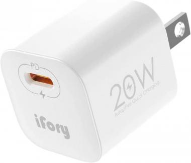 USB C Charger, iFory 20W Mini PD Fast Portable Charger, Fast USBC Tiny Power Adapter, Travel Small Charger, Compatible with iPhone 13 Pro/Samsung/iPad/Google Pixel/LG and More White