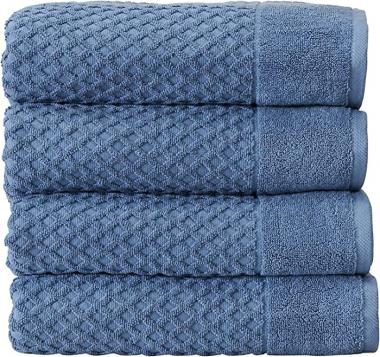 Simpli-Magic 79452 Diamond 100% Cotton Bath Towels, Blue, 4 Count