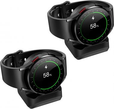 2-Pack Stand for Samsung Galaxy Watch 4/Watch 4 Classic/Watch 3/Active 2/Active, YUANHOT Silicone Charger Stand Charging Base Holder with Integrated Cable Management Slot, Black