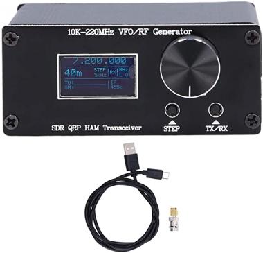 SDR QRP HF Transceiver, 10K‑220MHz Variable Frequency Oscillator with USB Data Cable & 20 Band Presets, High Accuracy HAM Radio Transceiver Built in 600mAh Battery for Homebrew