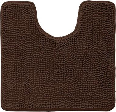 Kangaroo Chenille Toilet Bath Rug, Oval U-Shape Contour Mat, Soft Absorbent Contoured Mats for Toilets Base and Bathtub, Machine Wash, Microfiber Dries Quickly, Plush Bathroom Rugs for Kids Tub, Brown