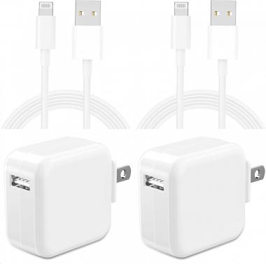 [Apple MFi Certified] iPad/iPhone Fast Charger, Eklasse 2Pack 12W USB Smart Power Rapid Charger Foldable Portable Travel Plug with Lightning to USB Sync Cable for iPhone 14/13/12/11/XS/XR/iPad/AirPods