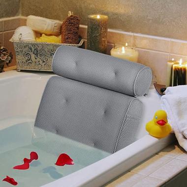 Bathtub Pillow Spa Comfort Mesh Fabric 6 Nonslip Suction Cups 15x14 Inches Ultrathick Soft Nonslip for Head and Shoulder Support Quickdrying Suitable for All Bathtubs Portable and Washable