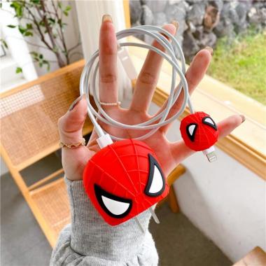 for Apple 18w/20w USB-C Power Adapter Charger,The Latest Model in 2022 3D Cute Cartoon Lightning Cable Protector Cover for iPhone Max Fast Charging Head Protective Cover (Spider &Man)