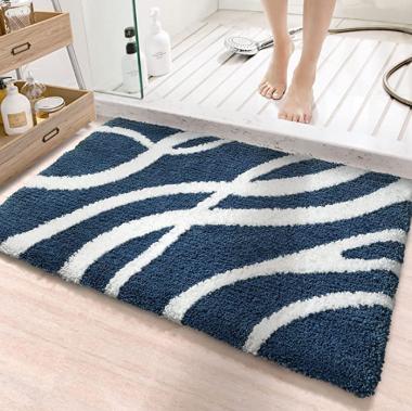 DEXI Bath Rug Mat, 16x24, Extra Soft and Absorbent Bathroom Rugs, Machine Wash Dry, Perfect Plush Carpet Mats for Tub, Shower, and Bath Room, Blue