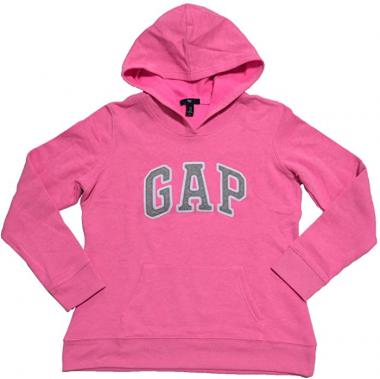 GAP Womens Fleece Arch Logo Pullover Hoodie (Pink Heather, X-Large)