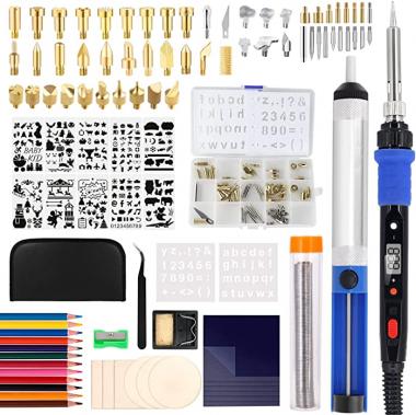 101 PCS Wood Burning Kit, Professional Pyrography Pen with Digital LCD Display,Soldering Iron Wood Tool and DIY Creative Tools Wood Burner Soldering Pen for Embossing/Carving/Soldering & Pyrography