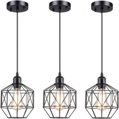 JYMTT Lighting,3 Lights Industrial Style Ceiling Island Pendant Light, Matte Black Oil Rubbed Bronze Finish, Bulb Not Included