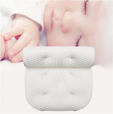 XXIOJUN Bath Pillow，Luxury Waterproof Bath Cushion，4D Mesh Bath Pillow with Non-Slip Suction Cup for Head,Neck,Back and Shoulder Support (Color : White, Size : 35x35x9cm)