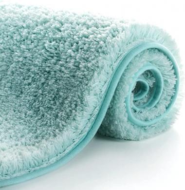 24" x 36" Non-Slip Bathroom Rugs Bath Mat - Microfiber Solid Color, Extra Thick, Soft and Shaggy, Absorbent, Machine Washable, Anti-Slip Bath Rugs for Bathroom, Tub and Shower, Aqua Green