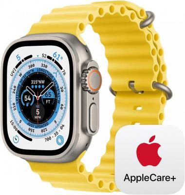 Apple Watch Ultra GPS + Cellular, 49mm Titanium Case with Yellow Ocean Band with AppleCare+ (2 Years)