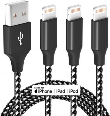 iPhone Charger MFi Certified Lightning Cable 3Pack 10FT Nylon Braided iPhone Charger Fast Charging Syncing Compatible with iPhone 13/12/11Pro Max/11Pro/11/XS/Max/XR/X/8/7/6