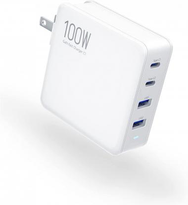 100W USB C Wall Charger - TUNNU GaN PD Fast Charging Block Type C Multiport Power Adapter - 4 Ports for USB C Laptop Smartphone - Compatible with MacBook Pro Air iPhone 12/13 Pro Max iPad Pro Samsung