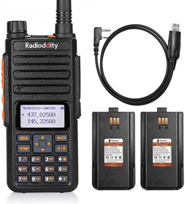 Radioddity GA-510 10-Watt Ham Radio Dual Band Handheld High Power Long Range Two Way Radio with Two Rechargeable 2200mAh Batteries & Programming Cable, Work with Chirp