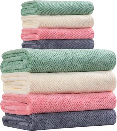 OLESTER Microfiber Bath Towels 4 Colors for Shower Pool Beach Bathroom Super Absorbent,Soft,Quick Dry,Lightweight,Plush(4 Bath Towels27.5 x 55" and 4 Hand Towels14 x 30"