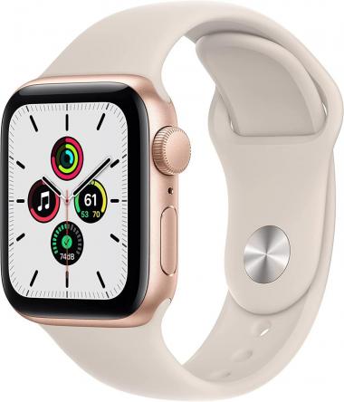 Apple Watch SE (GPS, 40mm) - Gold Aluminium Case with Starlight Sport Band - Regular (Renewed)