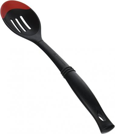 Le Creuset Revolution Bi-Material Slotted Spoon, 13.5" x 2.5", Cerise