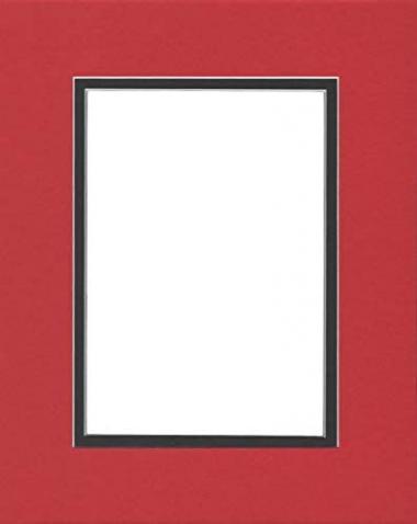 Pack of (2) 22x28 Double Acid Free White Core Picture Mats Cut for 18x24 Pictures in Real Red and Black