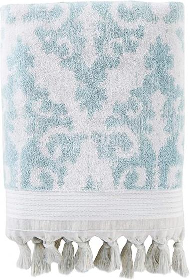 SKL Home Mirage Fringe 100% Turkish Cotton Bath Towel, Aqua