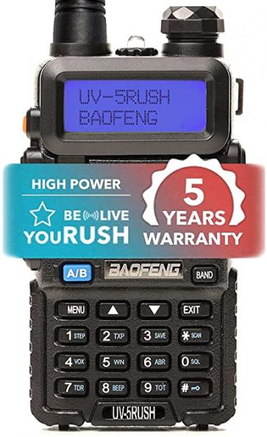 youRUSH UV-5RUSH 8W High Power Two Way Dual Band Radio - Advanced BAOFENG UV-5R Radio with Extended BL-5 2800mAh Battery and Programming Cable Plus Lanyard - 8 Watt Portable Ham Radio - Walkie Talkie