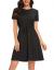 CakCton Women's Casual Short Sleeve Dress Solid Color Swing High Waist Mini Dresses