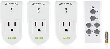 BN-LINK Wireless Remote Control Electrical Outlet Switch for Lights, Fans, Christmas Lights, Small Appliance, Long Range White (Learning Code, 3Rx-1Tx) 1200W/10A