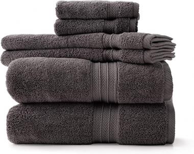 Linenspa 100% Cotton Towel Set-625 GSM-Quick Dry-Ultra Absorbent-6 Piece Set-2 Bath Towels, 2 Hand Towels, 2 Wash Cloths