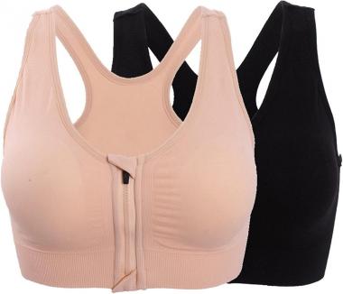 ohlyah Women's Zipper Front Closure Sports Bra Racerback Yoga Bras