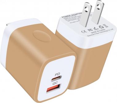 ,USB C Power Adapter, 2Pack 20W PD + QC USBC Block Type C Fast Charging Brick Box Cube Wall Charger Plug for iPhone 14/14 Pro/14 Pro Max/14 Plus/13/13 Pro Max/13 Mini/12 Pro Max/12 Mini/SE/11 Pro/XR