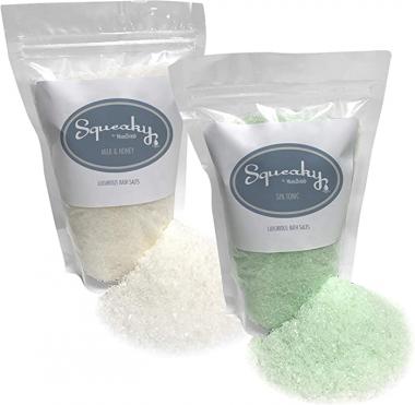 Bath Salts 2 Pack Set - Two 1 lb bags Spa Tonic - airy floral and Milk & Honey - French Vanilla. Made in the USA with essential oils and Epsom salt to soothe the aches and pains and relax your senses.