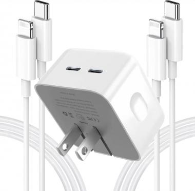 iPhone 13 14 Fast Charger [Apple MFi Certified] 35W Dual USB C Port Compact Power Adapter Foldable Wall Charger Block with 2Pack 6FT USB C to Lightning Charging Cable for iPhone14/13/12/11Pro Max/XR/8