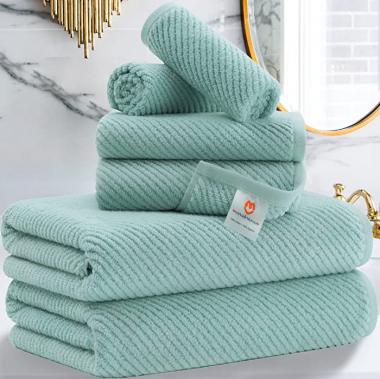 Soft Teal Bath Towel Set with Gift Box, Cotton Quick-Dry Bath Towels for Bathroom Teal Aqua,100% Cotton Bath Towel Sets Includes 6 Pieces - 2 Bath Towels, 2 Hand Towels, 2 Washcloths (Jack Frost)