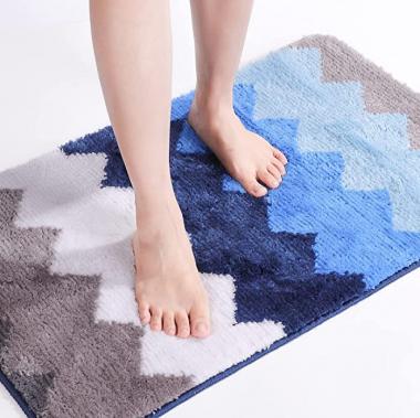 Bath Rugs, The GWR Contemporary Bathroom Rugs, Bath Rugs for Bathroom, Extra Absorbent Bathroom Rugs Non Slip, Ultra Soft Microfiber Rugs, Washable Bathroom Mat – Ocean Blue