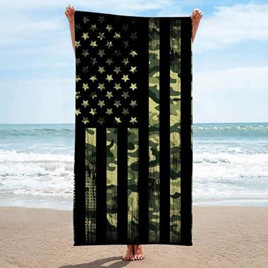 Ldihjaos Microfiber Beach Towel Super Lightweight Camo Flag Bath Towel 3D Printed Sandproof Multi-Purpose Beach Blanket Towel for Travel Swimming Pool Camping Yoga and Gym Sport 33 X 52 inch