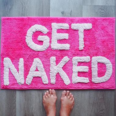 Get Naked Bath Mat Hot Pink Funny Cute Bathroom Rugs Magenta Peach Dark Pink Rug Shower Funny Bathroom Decor for Girls Women Fun Cute Bath Mat Non-Slip Washable