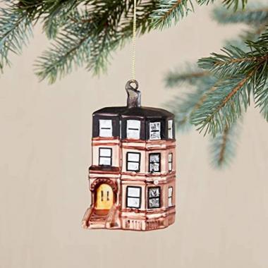 Brownstone Building Blown Glass Christmas Ornament - 1 Each - West Elm