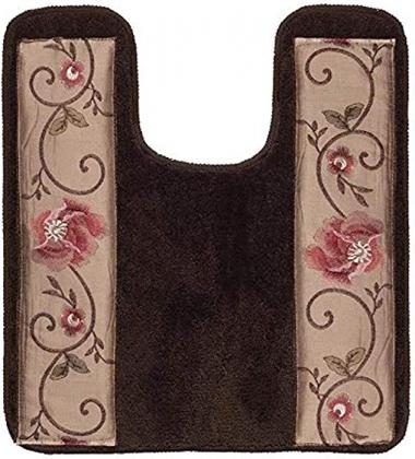 Popular Bath Contour Bath Rug, Larissa Collection, 23" x 10.5", Rose Design