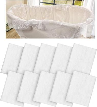 Squadare 10 PCS Disposable Bathtub Cover Liner - Larger Bathtub Liner Plastic Bag for Salon, Household and Hotel Bath Tubs, Essential Travel Accessories, 102 inch x 47 inch (260 cm x 120 cm)