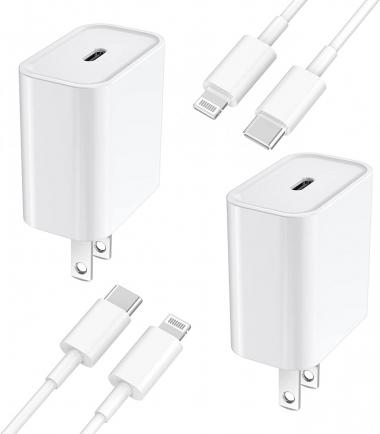 [Apple MFi Certified] iPhone Fast Charger, Veetone 2 Pack 20W USB C Power Delivery Wall Charger Plug with 6FT Type C to Lightning Quick Charge Sync Cable for iPhone 14/13/12/11/XS/XR/X/SE/iPad/AirPods