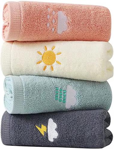 RUIBOLU Hand Towels for Bathroom Set 4 Piece, 100percent Cotton Bath Towel , Face Soft Highly Absorbent Adults and Children Kitchen, 14x29 Inch (Pink White Blue Gray)