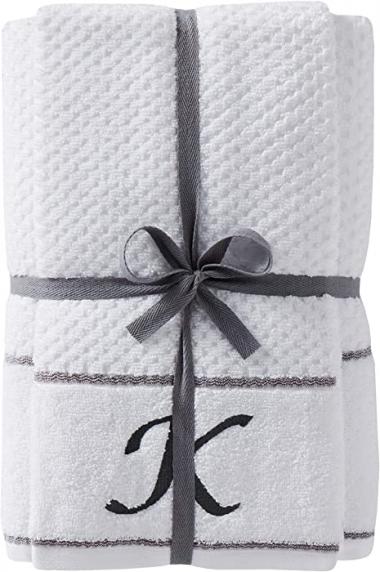 SKL Home by Saturday Knight Ltd. Monogram "K" Bath and Hand Towel Set, White, 4-pack