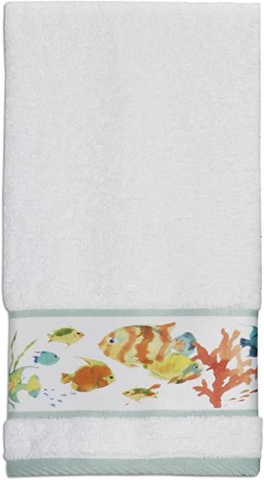 Creative Bath Products Rainbow Fish Hand Towel, 27" x 16"