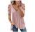 Women V-Neck Short Sleeve Lace Blouses Sexy Cutout Zip Up Cold Shoulder Tee Tops T-Shirts Summer Plus Size Flowy Tunic