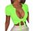 BORIFLORS Women's Sexy Tie Up Crop Top Short Sleeve Deep V Neck Casual Basic T Shirt