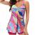 YALFJV Tankini Bathing Suits for Women Color Block Printed Tummy Control Swimsuits with Boy Shorts Two Piece Modest Swimwear